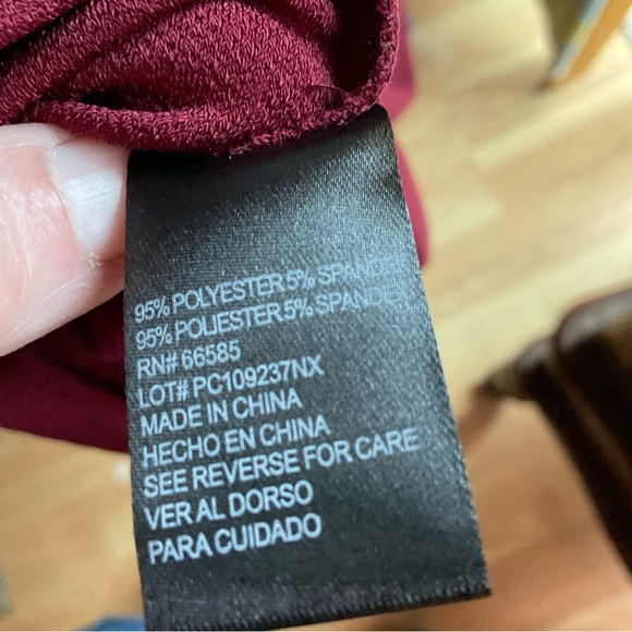 Perceptions of New York formal elegant mock wrap dress. Burgundy draped knit - Picture 7 of 7